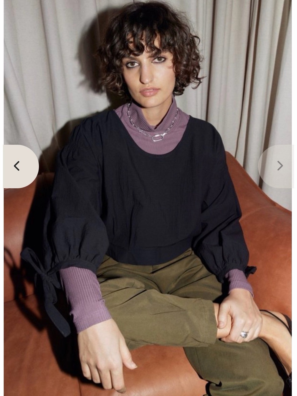 Eve Gravel Ellie Top Black Puff Sleeve